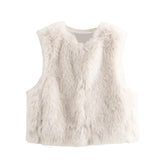 2025 new women's clothing European and American style fashion versatile French design faux fur short vest
